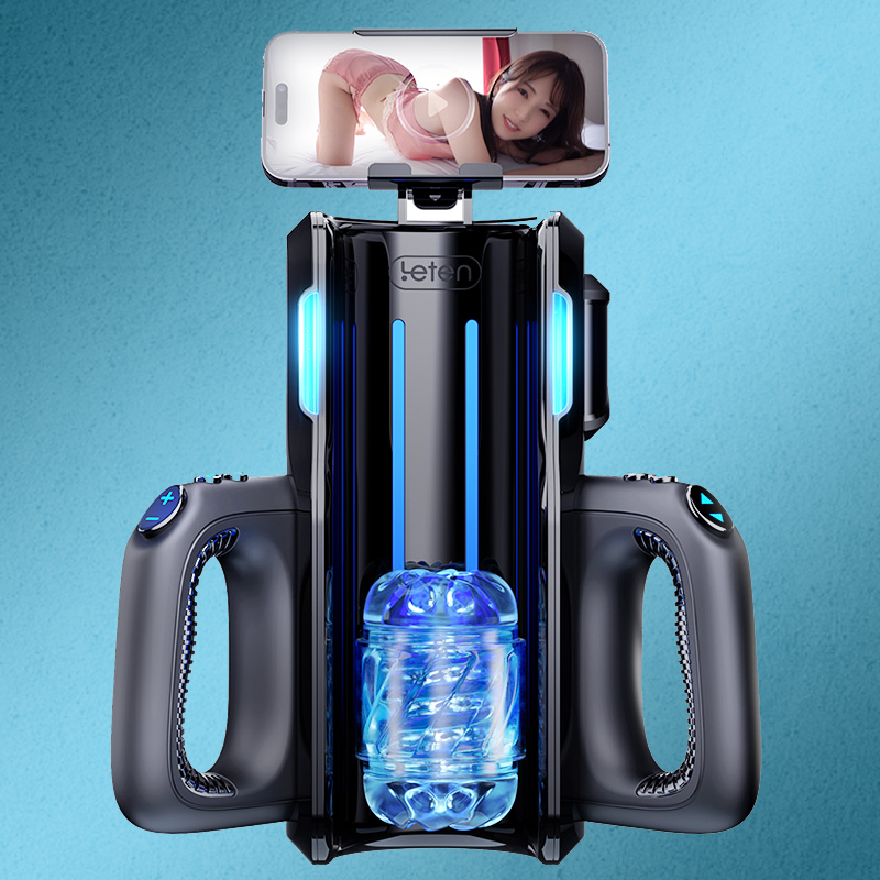 Masturbador de motor de alta velocidad con soporte para teléfono, color negro Leten Cannon King Pro 10