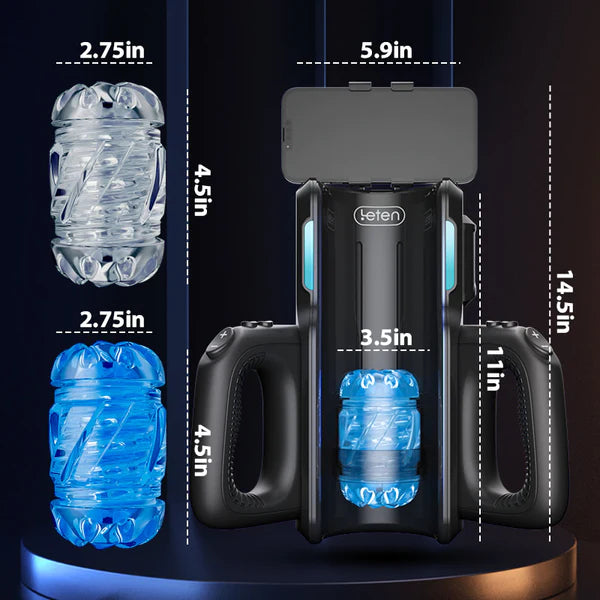 Masturbador de motor de alta velocidad con soporte para teléfono, color negro Leten Cannon King Pro 10