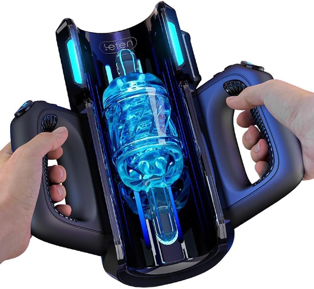 Masturbador de motor de alta velocidad con soporte para teléfono, color negro Leten Cannon King Pro 10