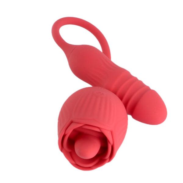 Vibrador Rosa de Doble Extremo – Lamedor y Penetrador