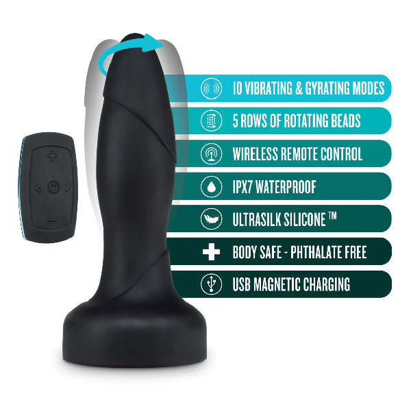 Plug Anal Drive Black Adventures con control remoto