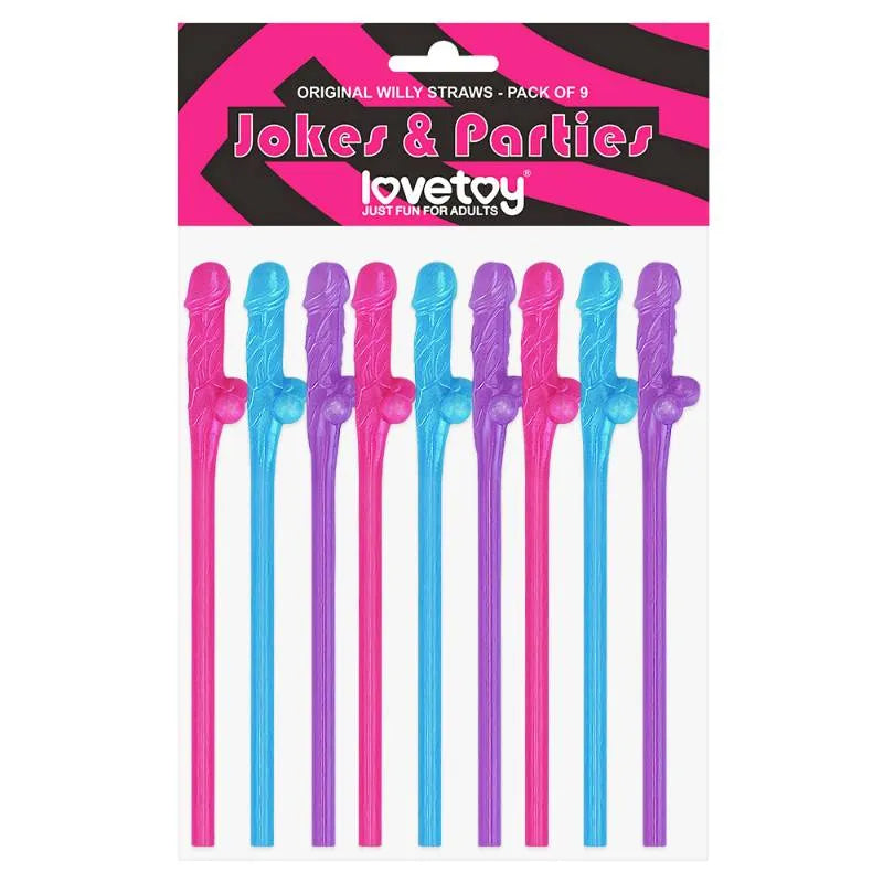 PACK CON 9 BOMBILLAS COLORES EN FORMA DE PENE O VULVA. LOVETOY