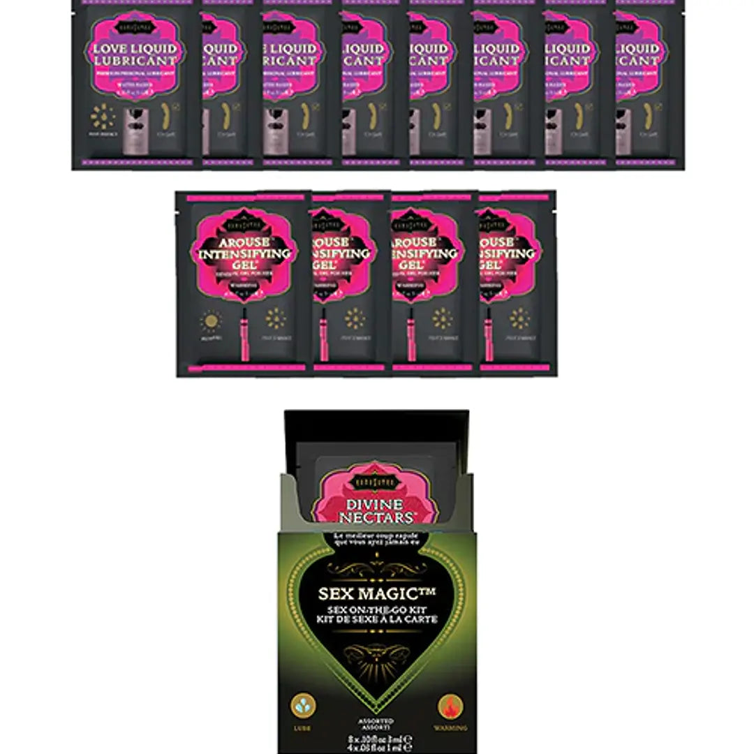 Set 12 Sachets Kama Sutra Lubricante + Intensificador Cálido "Sex Magic"