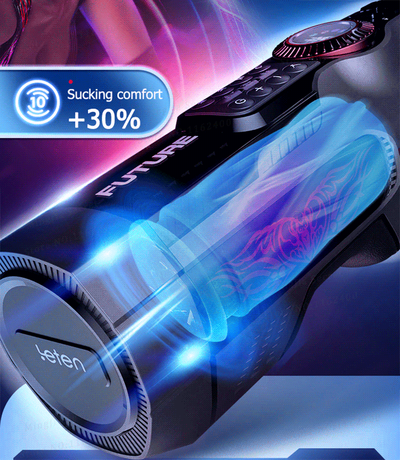 Masturbador Automático Leten Future Blue A708 III Succión Rotativa, Cabalgata, Calor y Voz